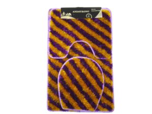 Andstrong 3pc Bathroom Set (Gold & Purple Stripe)