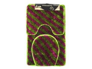 Andstrong 3pc Bathroom Set (Mint Green & Burgundy- Stripe)