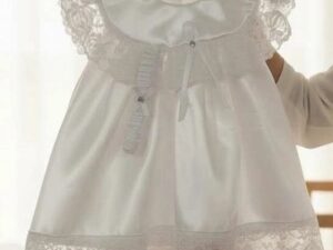 Satin Christening Dress with Lace Bandeau