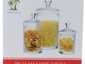 3pc Glass Candy Jar Set