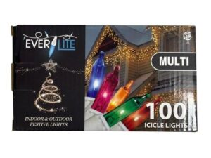 Everlite Indoor/Outdoor 100 Multi Coloured with White Wires Icicle Lights