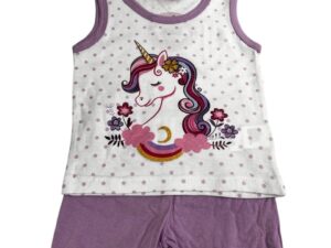 Unicorn Print Girl's Short Pants Suit