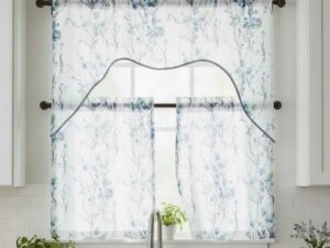 Printed Doily Kitchen Curtain Set 3pc