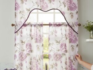 Printed Doily Kitchen Curtain Set 3pc