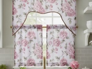 Printed Doily Kitchen Curtain 3pc