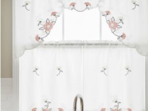 Embroidered Kitchen Curtain Set 3pc