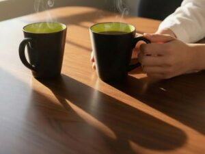 3pc Teacups (Black with Green)