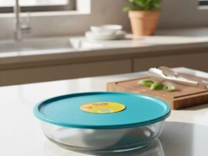 Round Marinex Glass Baking Dish with Plastic Cover