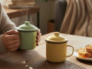 Enamel Cup with Cover (5"×3.75")